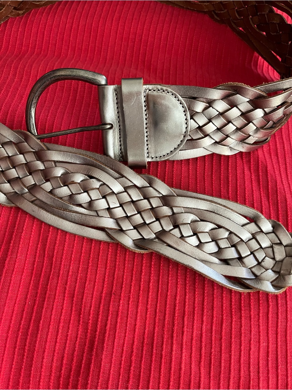 Express Braided Leather Belt in Dark Brown